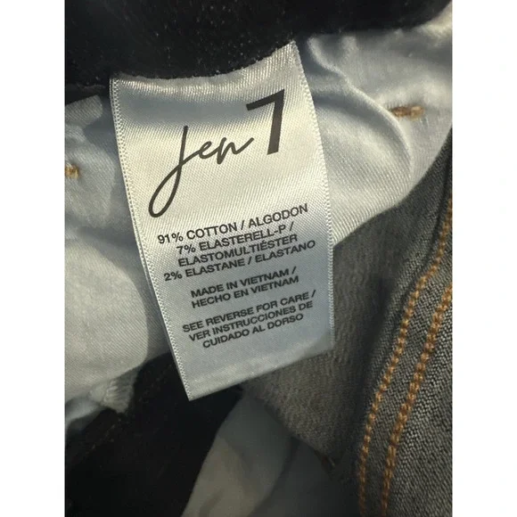 NWT JEN7 Split-Hem Slim Bootcut Jeans Dark Wash Sandblasted Stretch Plus Size 16 - Picture 7 of 14